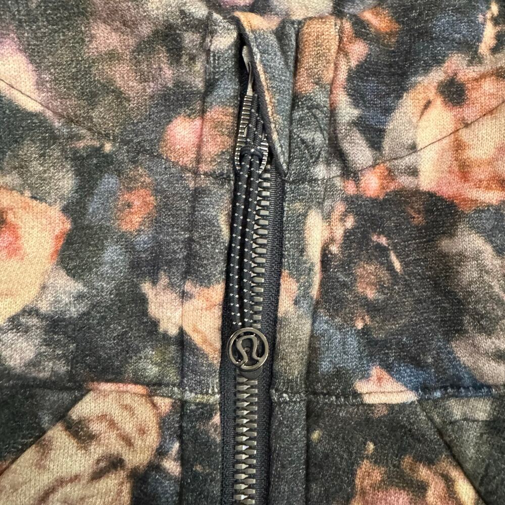 Lululemon Scuba Floral Flock Full Zip Hoodie Size 6 Black - Picture 6 of 11